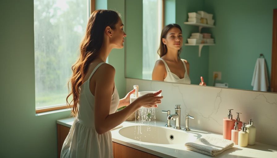 Visual context for face wash for oily skin